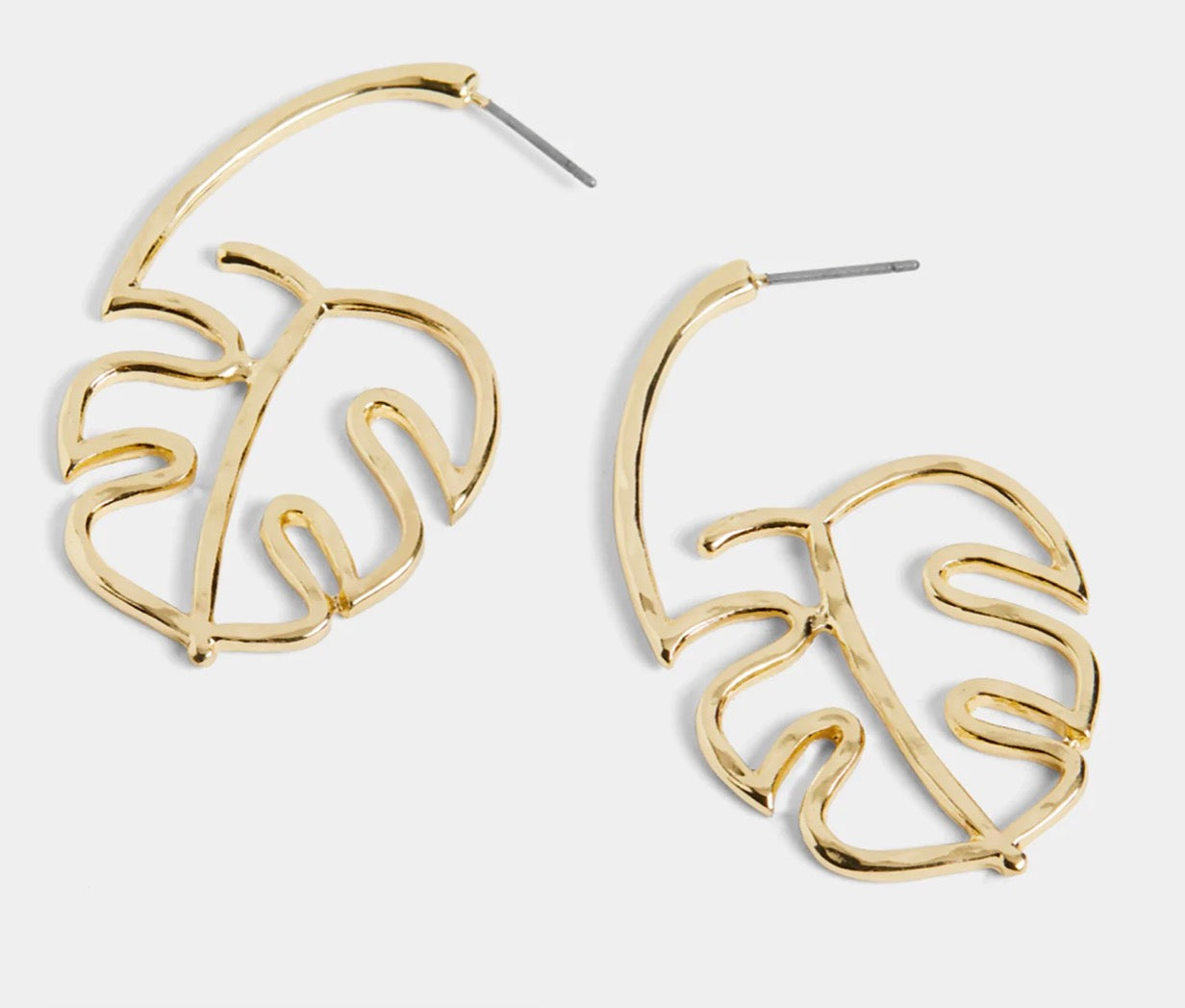 Whispers Monstera Leaf Post Hoop Earrings