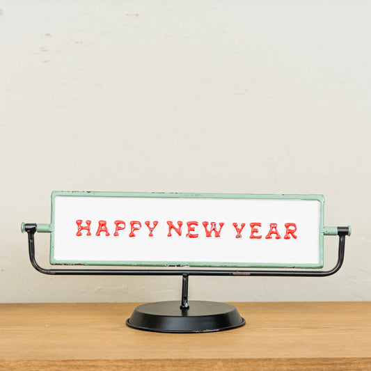Merry Christmas/Happy New Year Metal Flip Sign