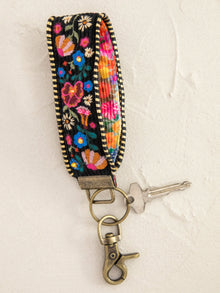 Natural Life Embroidered Key Chain - Black