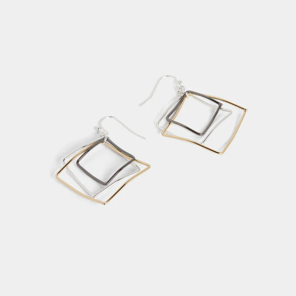 Whispers Triple Square Dangle Earrings