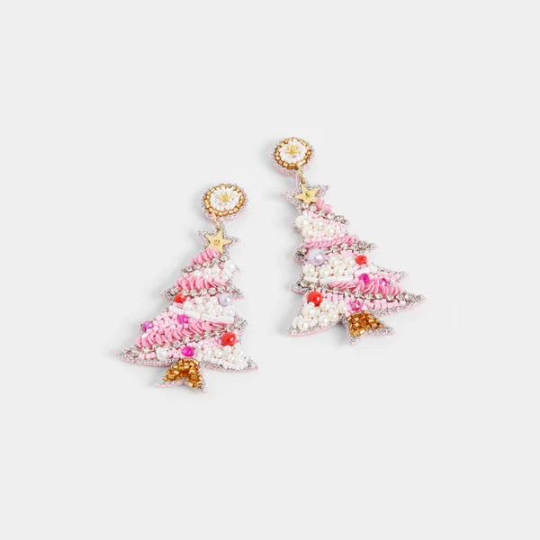 Beaded Christmas Tree Earrings