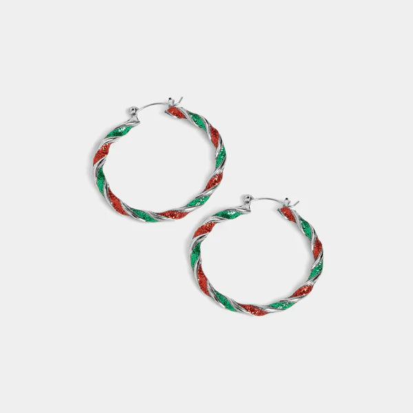 Twisted Peppermint Hoop Earrings