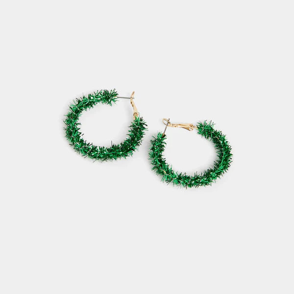 Whispers Holiday Tinsel Hoop Earrings