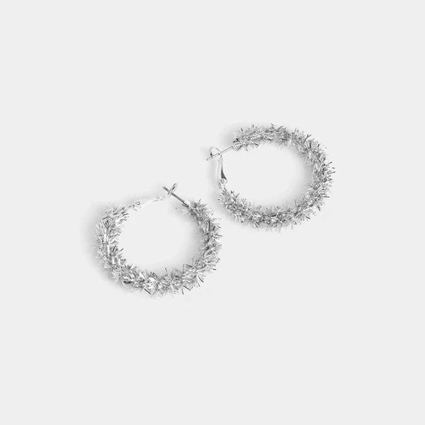 Whispers Holiday Tinsel Hoop Earrings