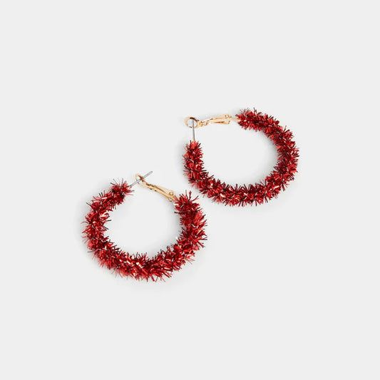 Whispers Holiday Tinsel Hoop Earrings