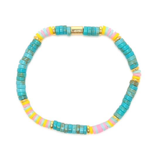 Pura Vida Turkis Vinyl Disc Stretch Bracelet