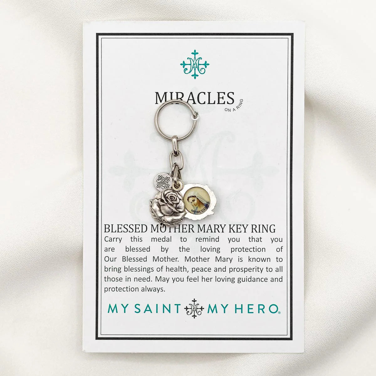 Blessed Mother Mary Rose Keychain