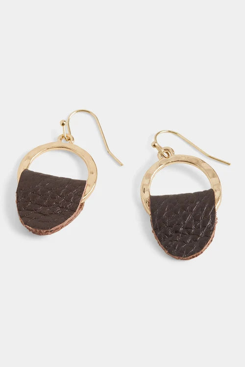 Whispers Leather Tab Hoop Earrings