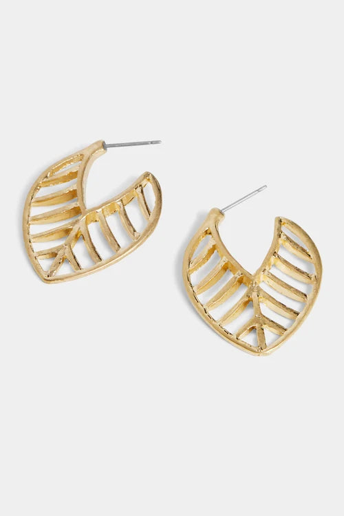 Whispers Pointed Leaf Hoop Earrings