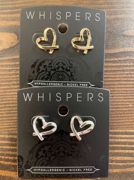 Whispers Signature Heart Stud Earrings