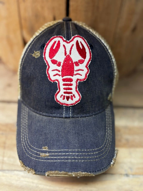 LOBSTER Distressed Tan Mesh Snapback Baseball Cap