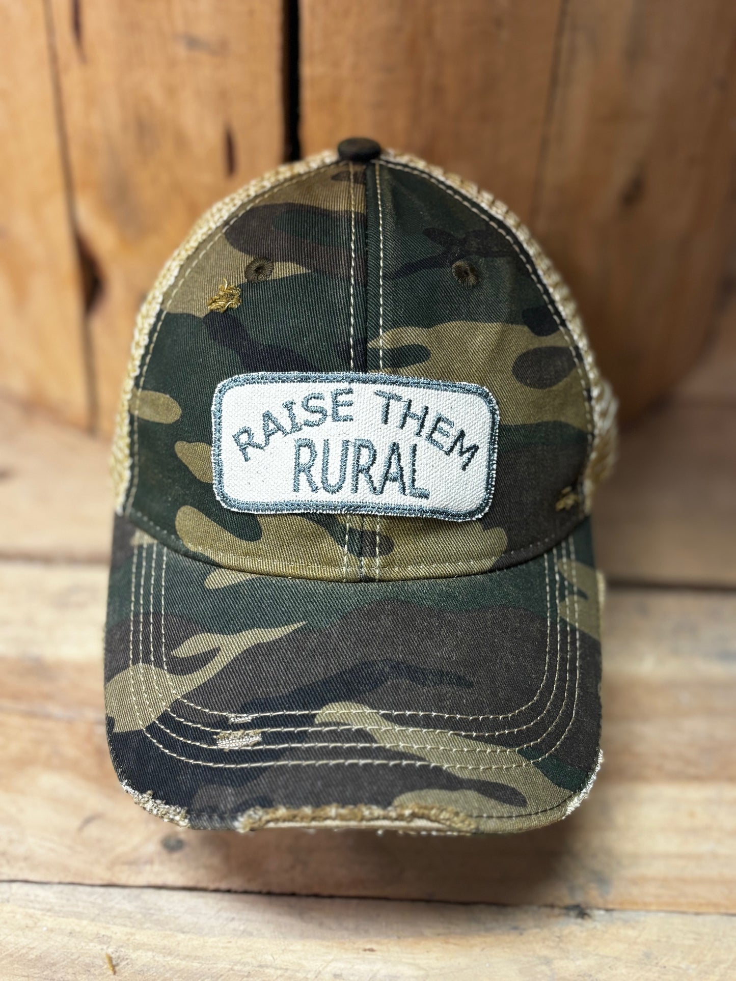 Raise Them Rural distressed Trucker Hat