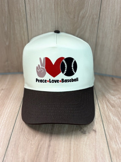 Peace Love Baseball Trucker Hat
