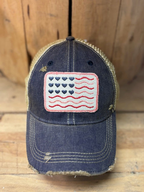 Liberty & Love Cap-distressed Trucker Hat