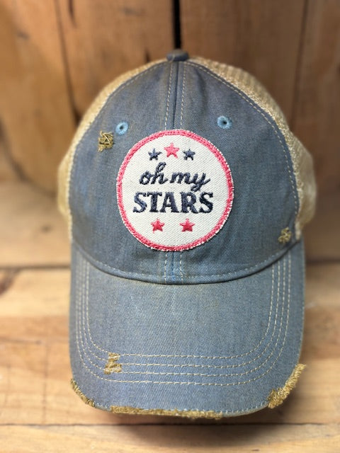 Oh My Stars-distressed Trucker Hat