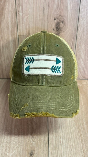 Turquoise Arrow Distressed Hat