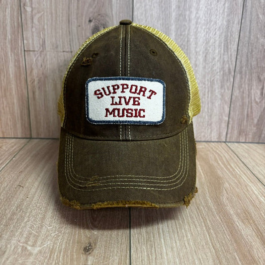 Support Local Music Distressed Trucker Hat