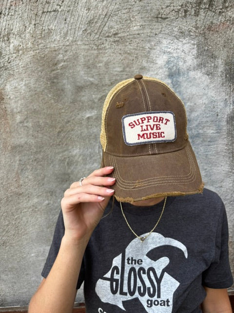 Support Local Music Distressed Trucker Hat