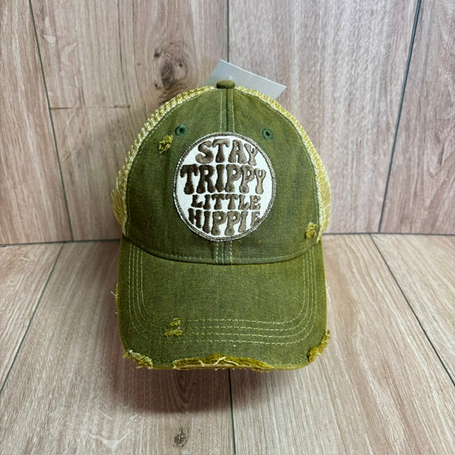 Stay Trippie Little Hippie Distressed Trucker Hat