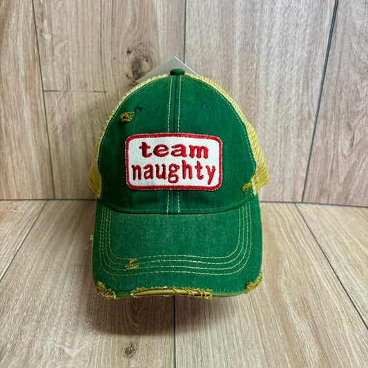 Team Naughty Distressed Trucker Hat