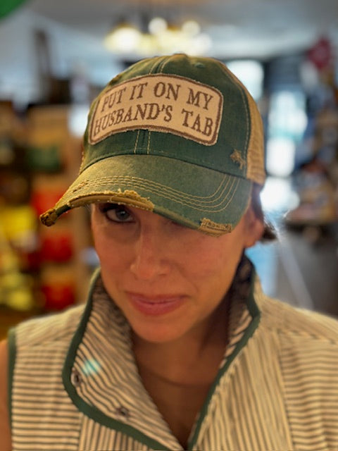 Husband's Tab Hat Distressed Snapback Hat