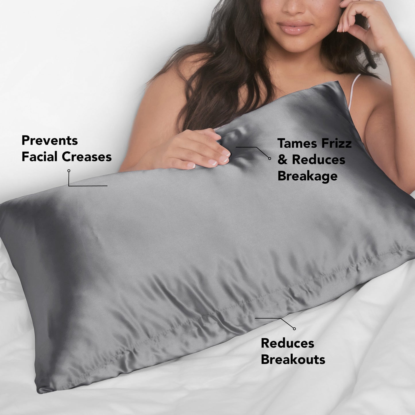 Satin King Pillowcase - Charcoal