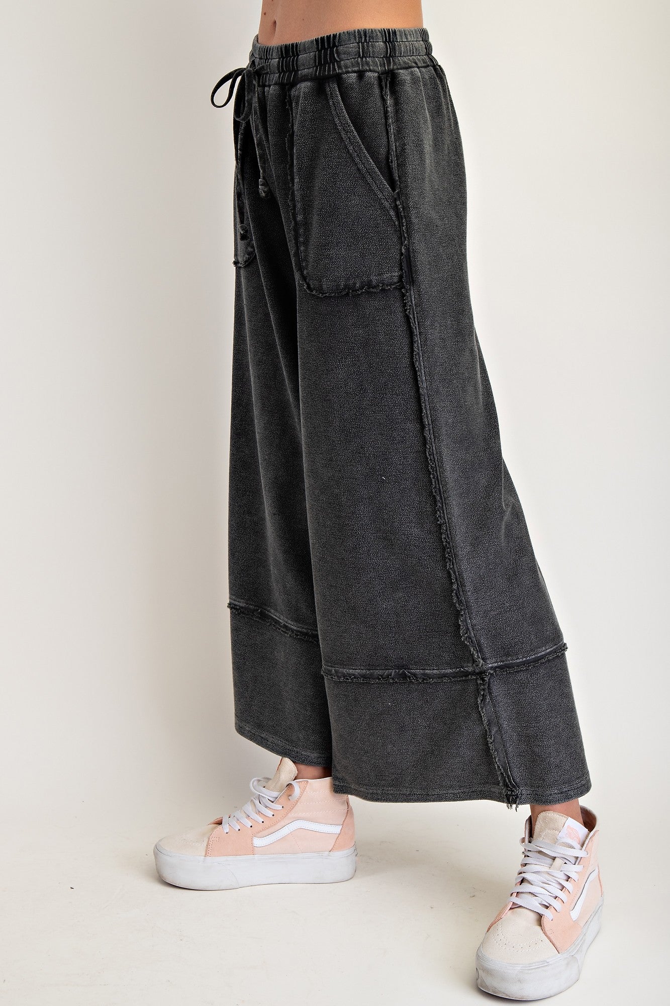 Mineral Washed Terry Knit Palazzo Pant