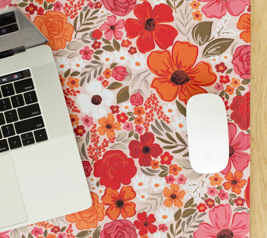 Deskpad- Small Size- Rosewood Blooms Print