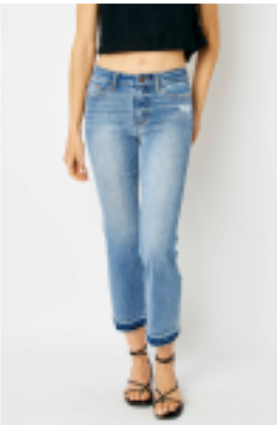 Judy Blue Mid Rise Release Hem Cropped Bootcut