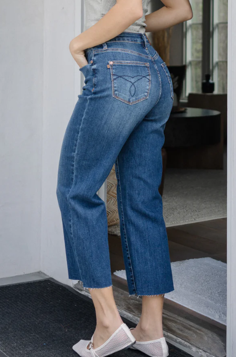 Judy Blue High Waist Pocket Embroidery Crop Wide