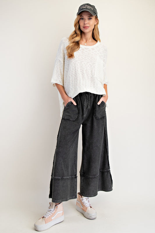 Mineral Washed Terry Knit Palazzo Pant