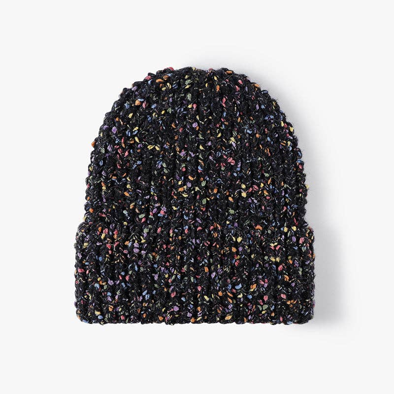 Ribbed Unisex Speckled Knit Beanie Winter Hat