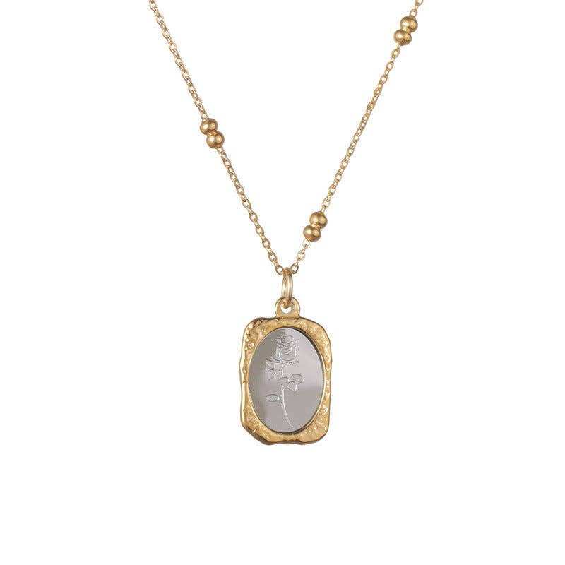 Mirror Rose Titanium Steel Necklace