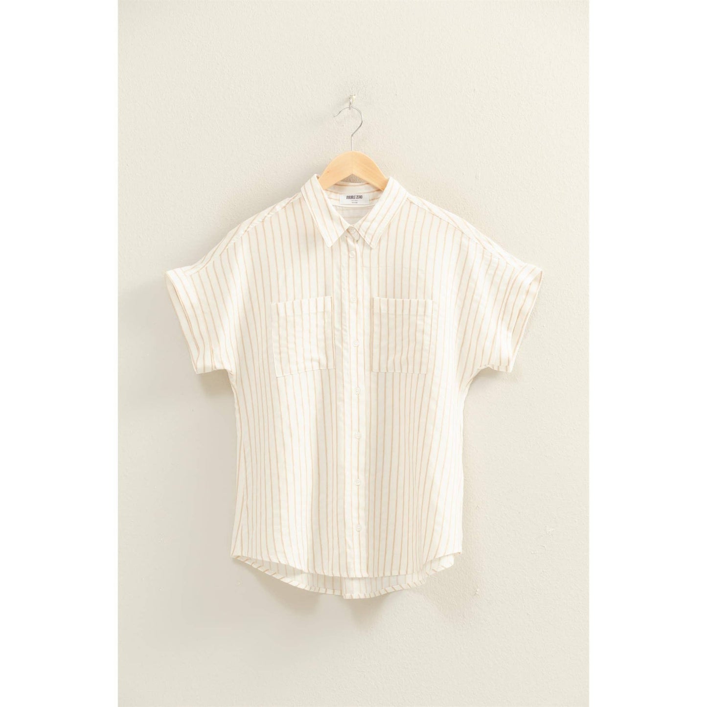 Striped Button-Up Dolman Sleeve Shirt