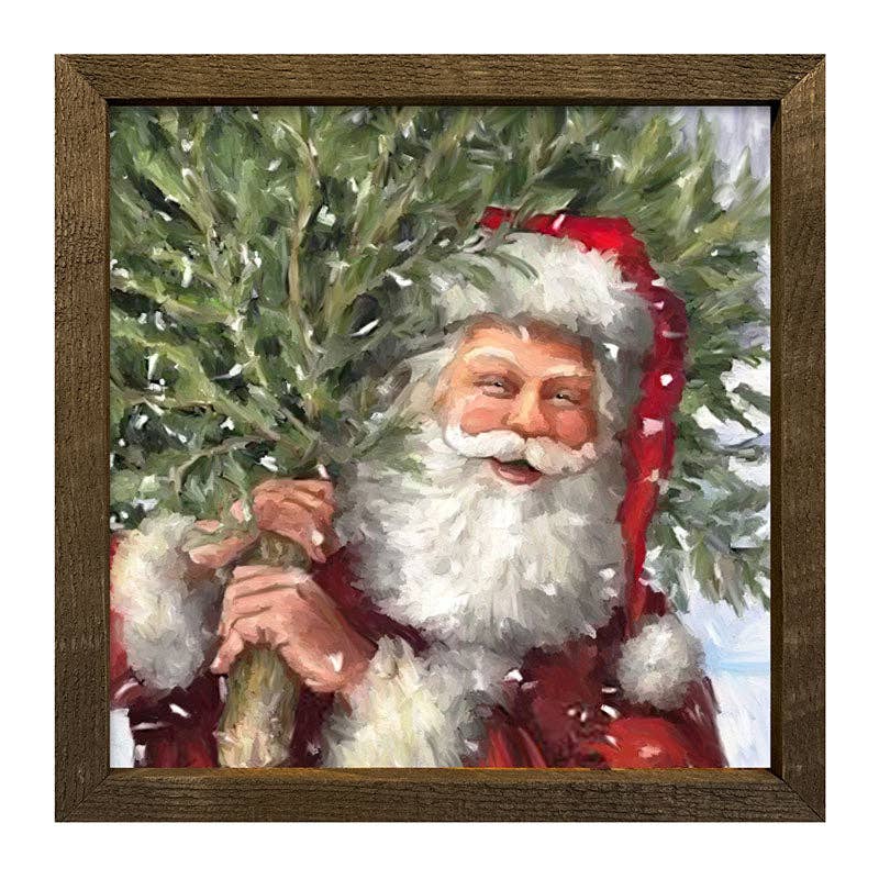 Classic Santa carrying tree