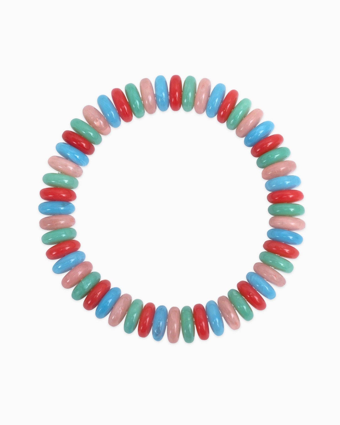 Multi Color Wide Marble Beaded Stretch Bracelet