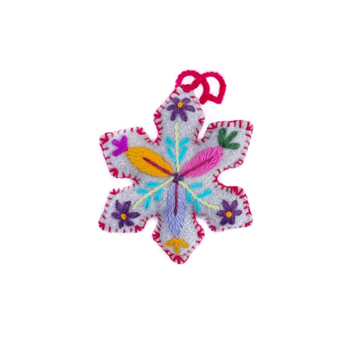 Colorful Pointed Snowflake Embroidered Christmas Ornament