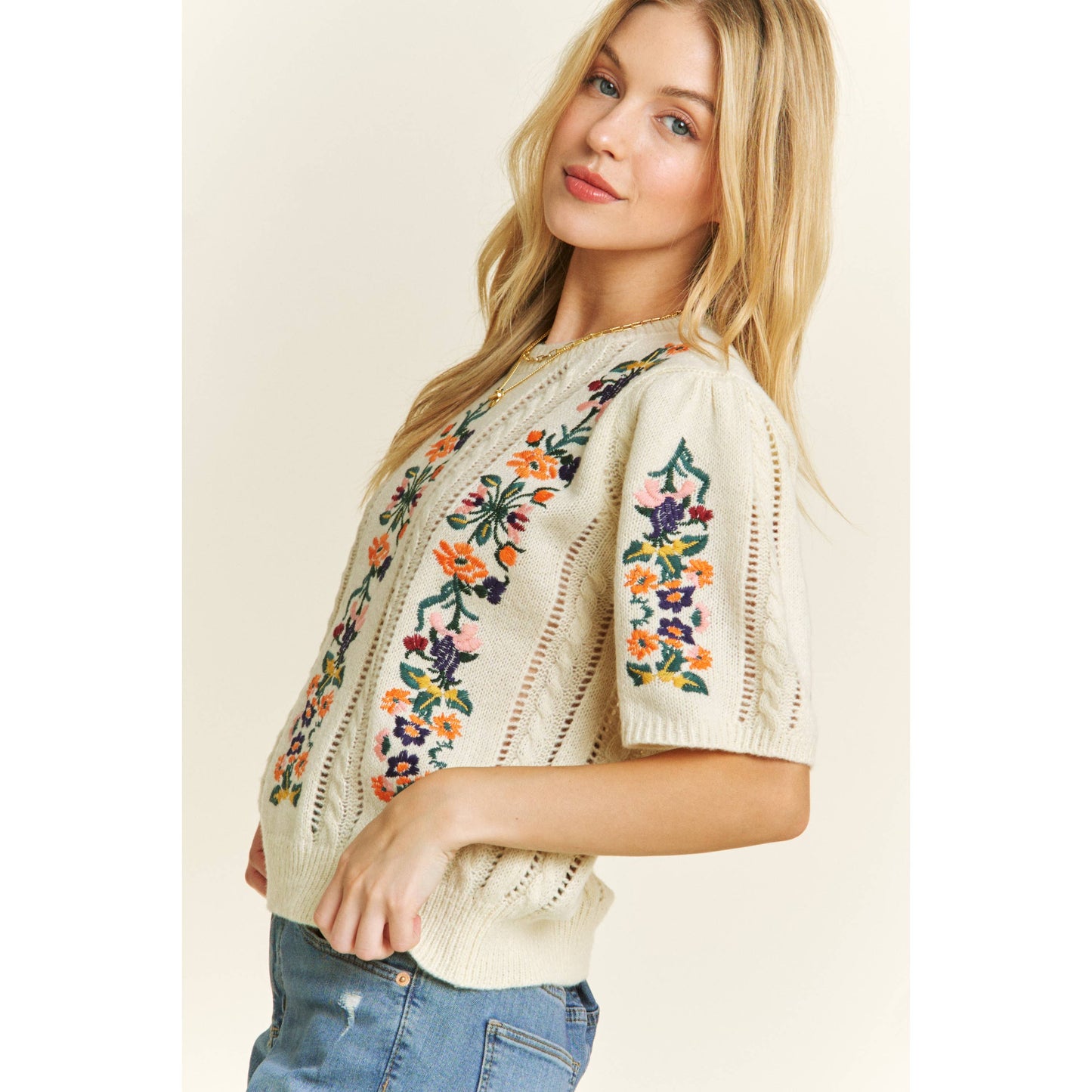 Floral Embroidery Sweater