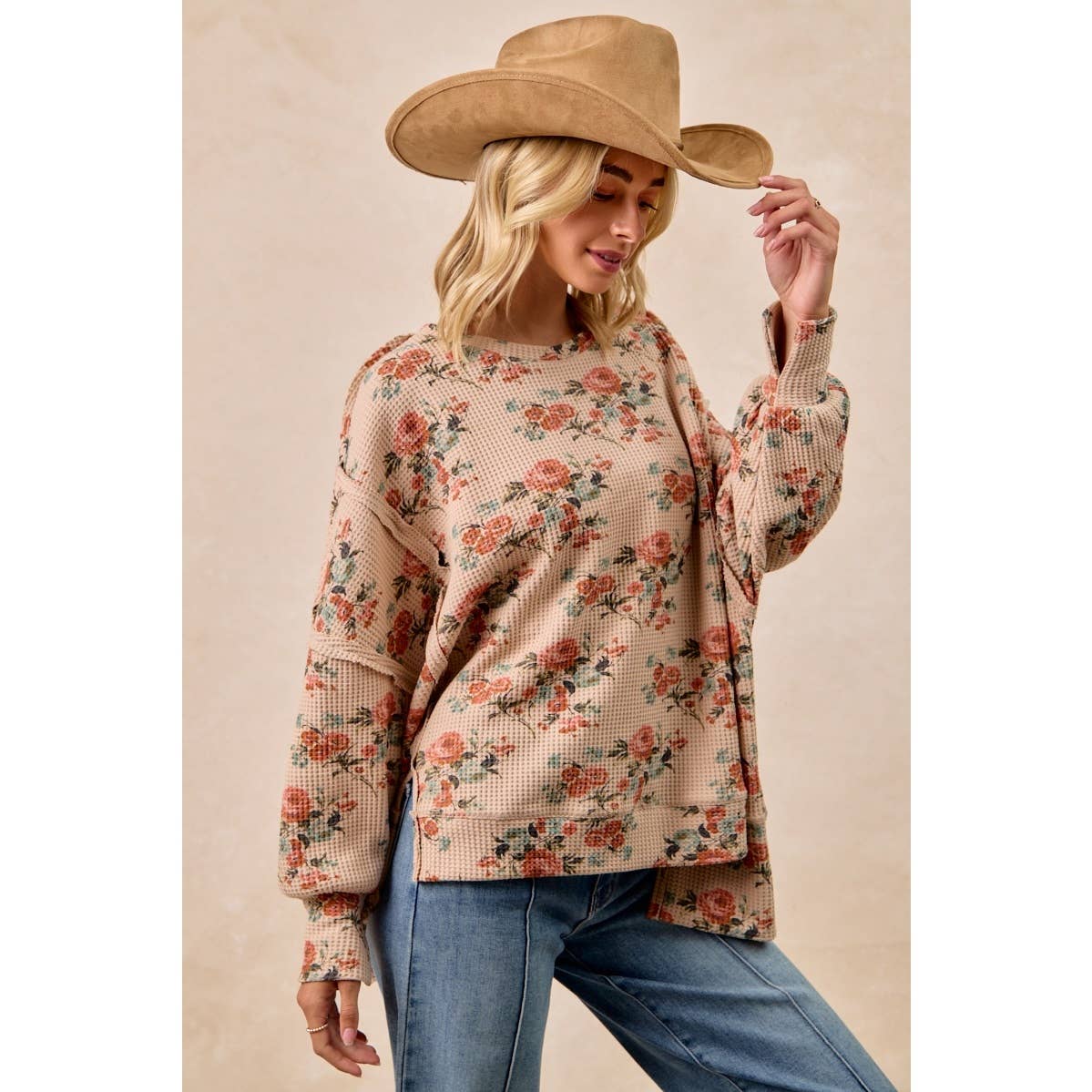 Floral Print Waffle Shirt