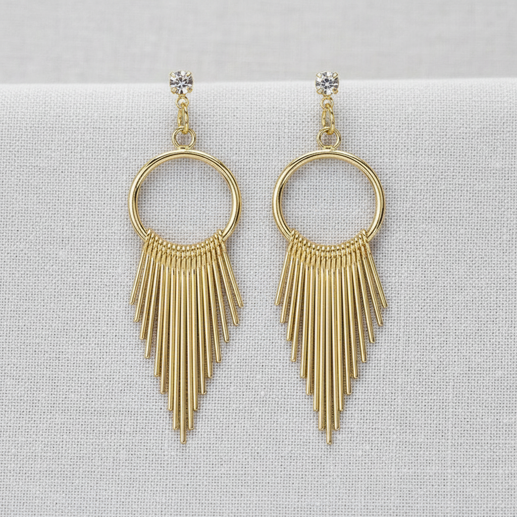 Geometric Metal Tassel Earrings