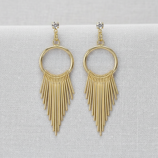 Geometric Metal Tassel Earrings