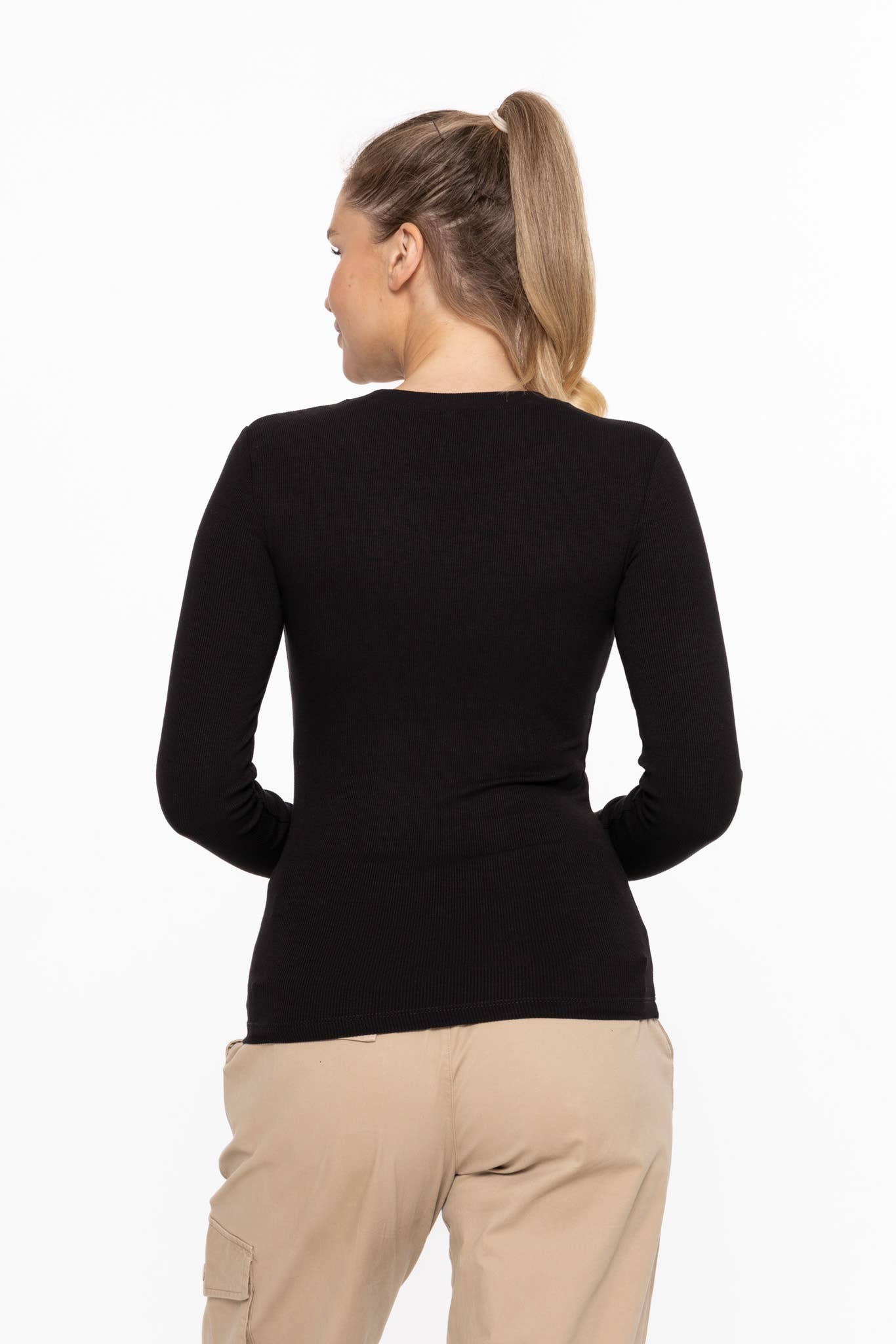 Essential Long-Sleeved Micro-Ribbed Athleisure Top