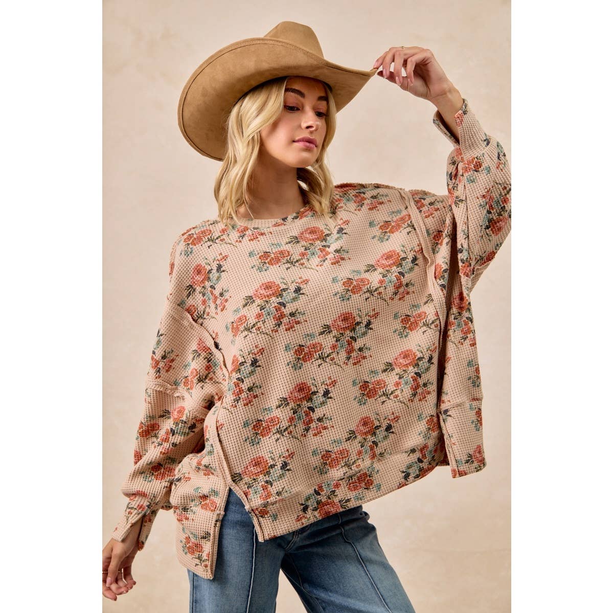Floral Print Waffle Shirt