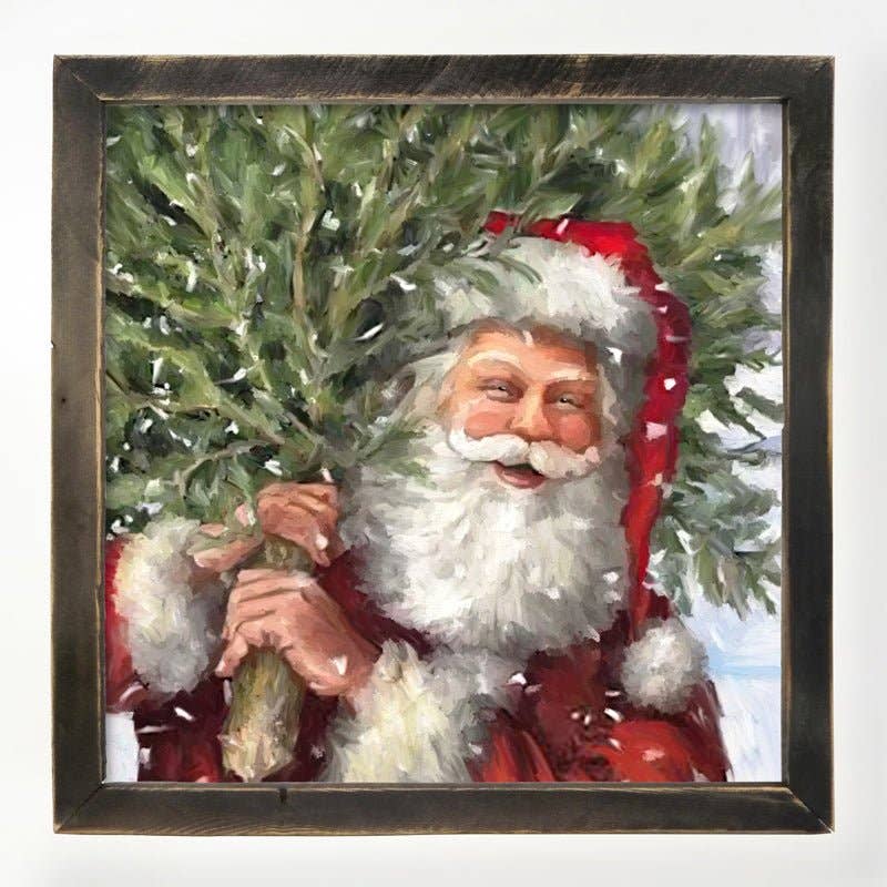 Classic Santa carrying tree