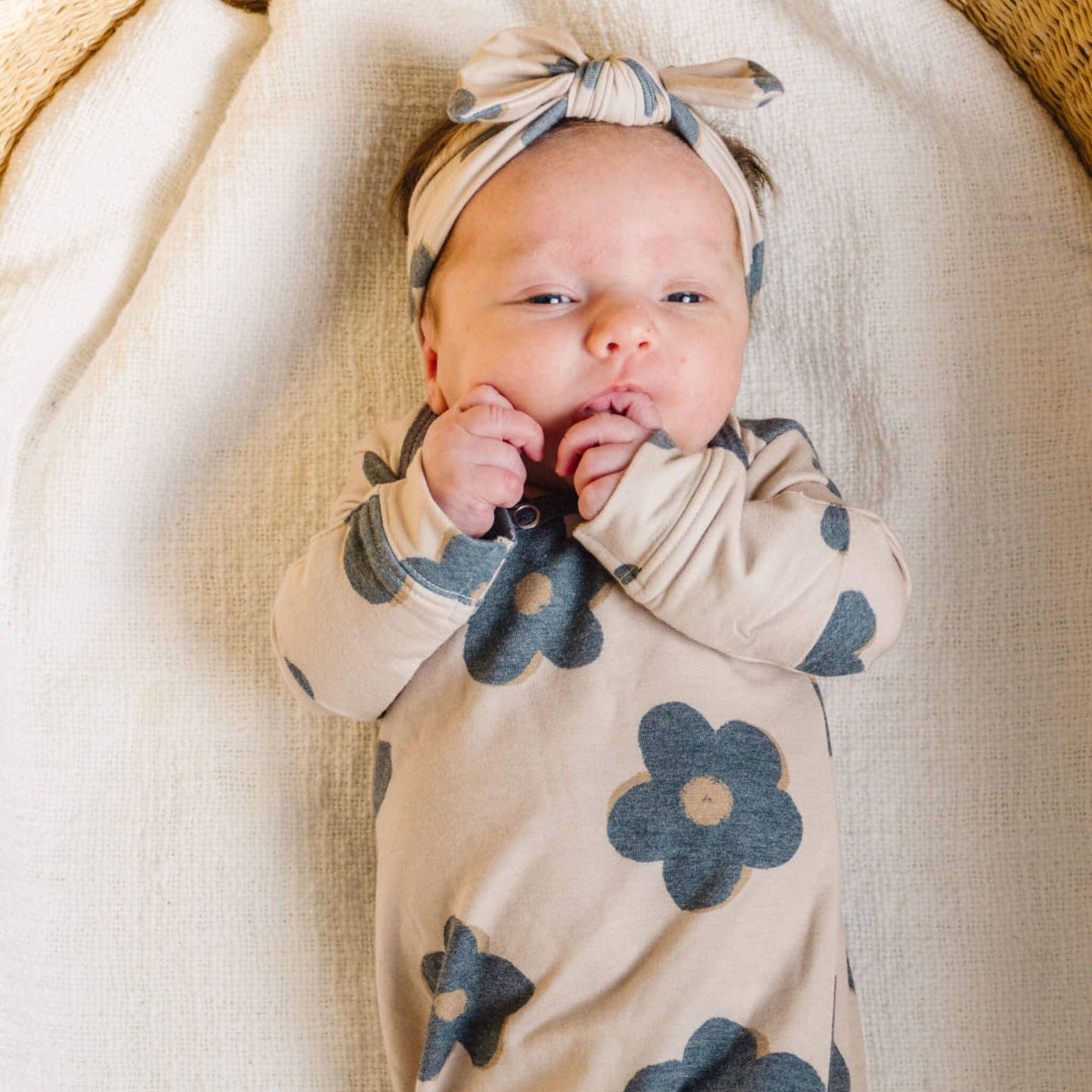 Newborn Knotted Gown - Gemma In Tan