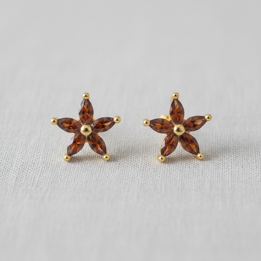 Vintage Burgundy Maple Leaf Stud Earrings