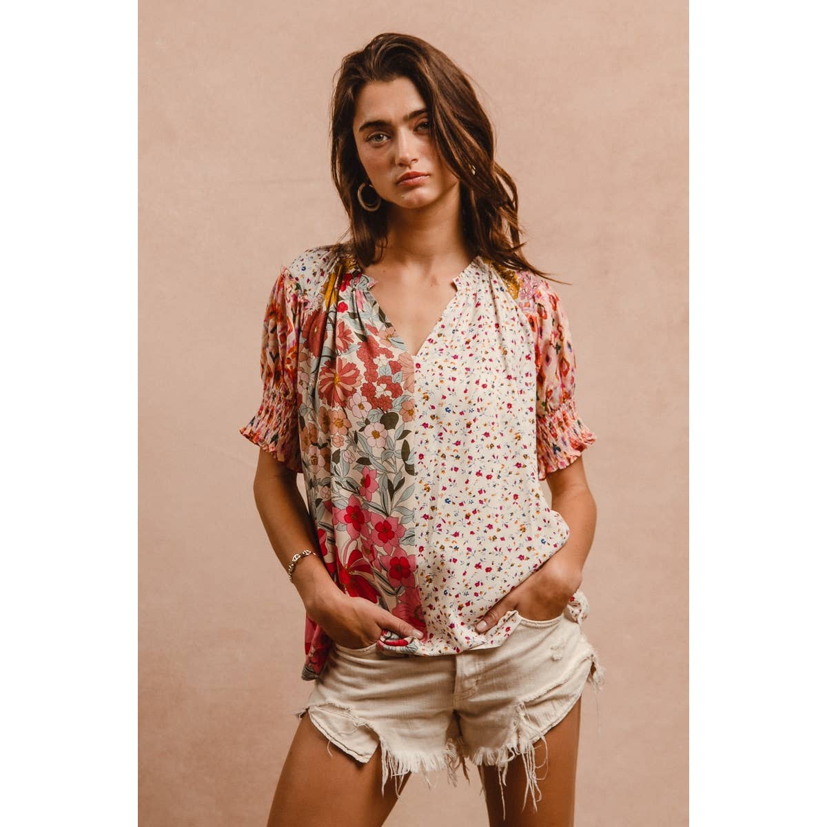 Woven Mix & Match Peasant Top