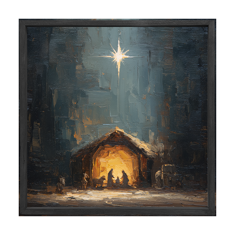 The Nativity at Night - Square Box Frame