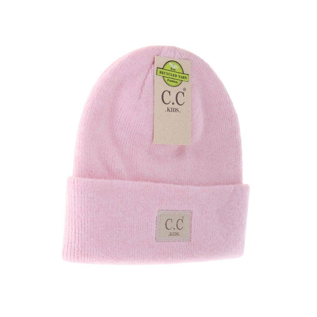 Kids' Soft Ribbed Leather Patch C.C. Beanie