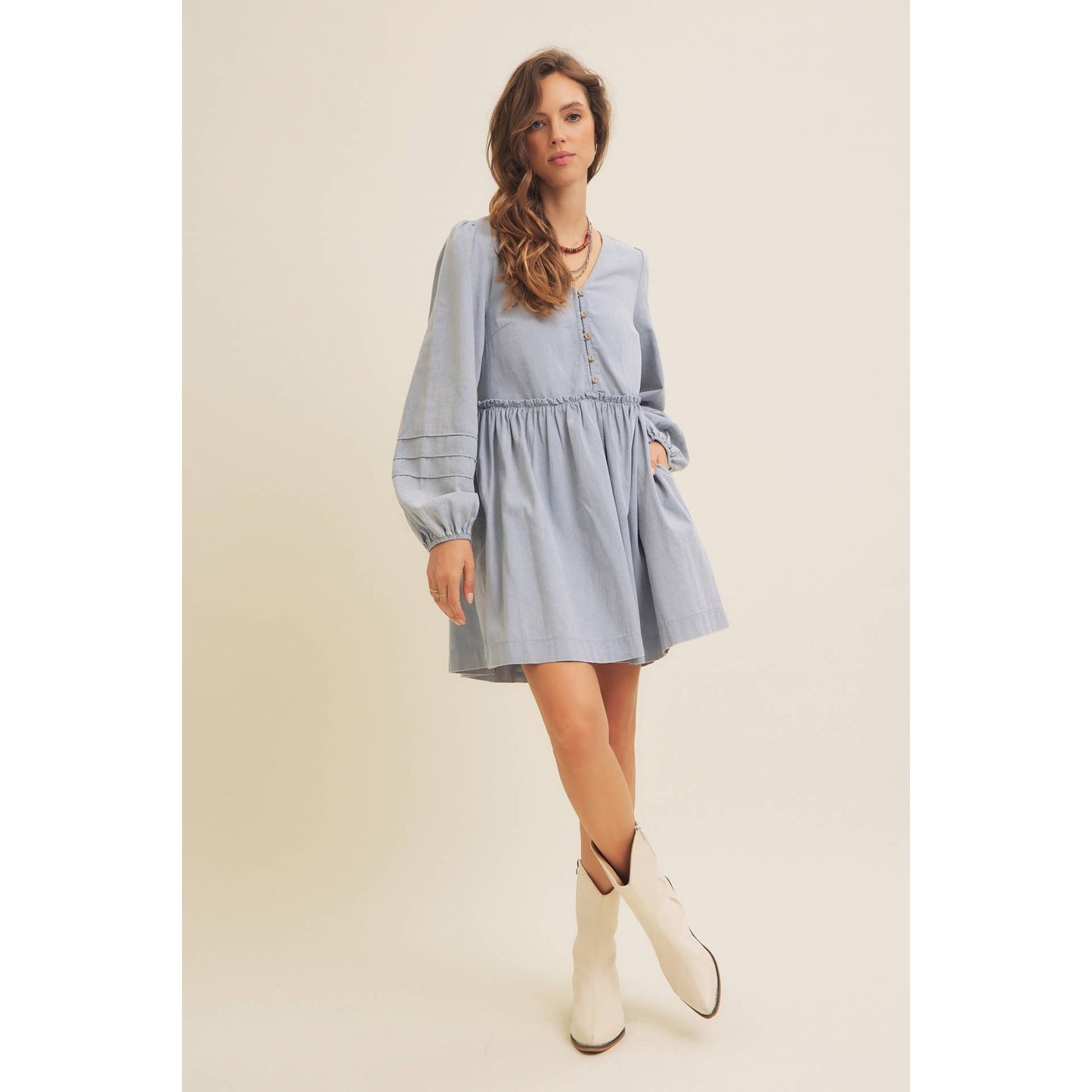 Cotton Acid Washed Mini Dress